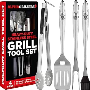 Grilling Accessories - BBQ Accessories Grill Set with Spatula, Fork,