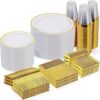 Pieces Gold Disposable Plates for 100 Guests, Plastic Plates for